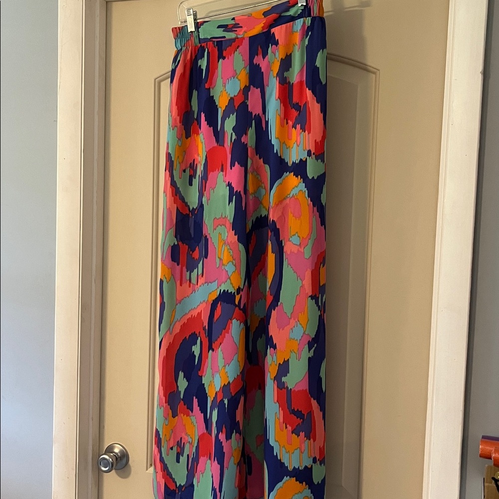 Colorful Abstract Print Maxi Skirt